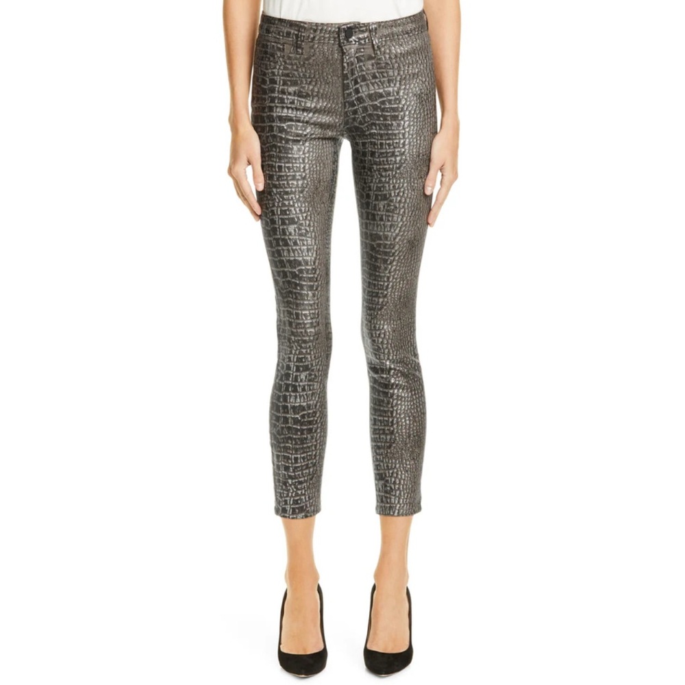L'AGENCE Margot High-rise Metallic Croc-Embossed Skinny Jeans SIZE 28 - NEW!!